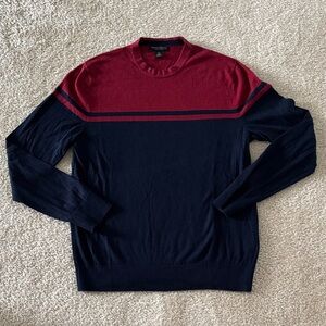 Banana Republic Red and Navy Crewneck Sweater